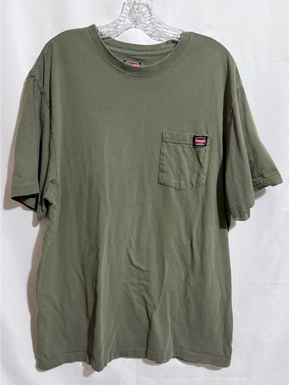 Wrangler Workwear Men's XL Green Solid Pocket Logo Crew Neck Short Sleeve Tee